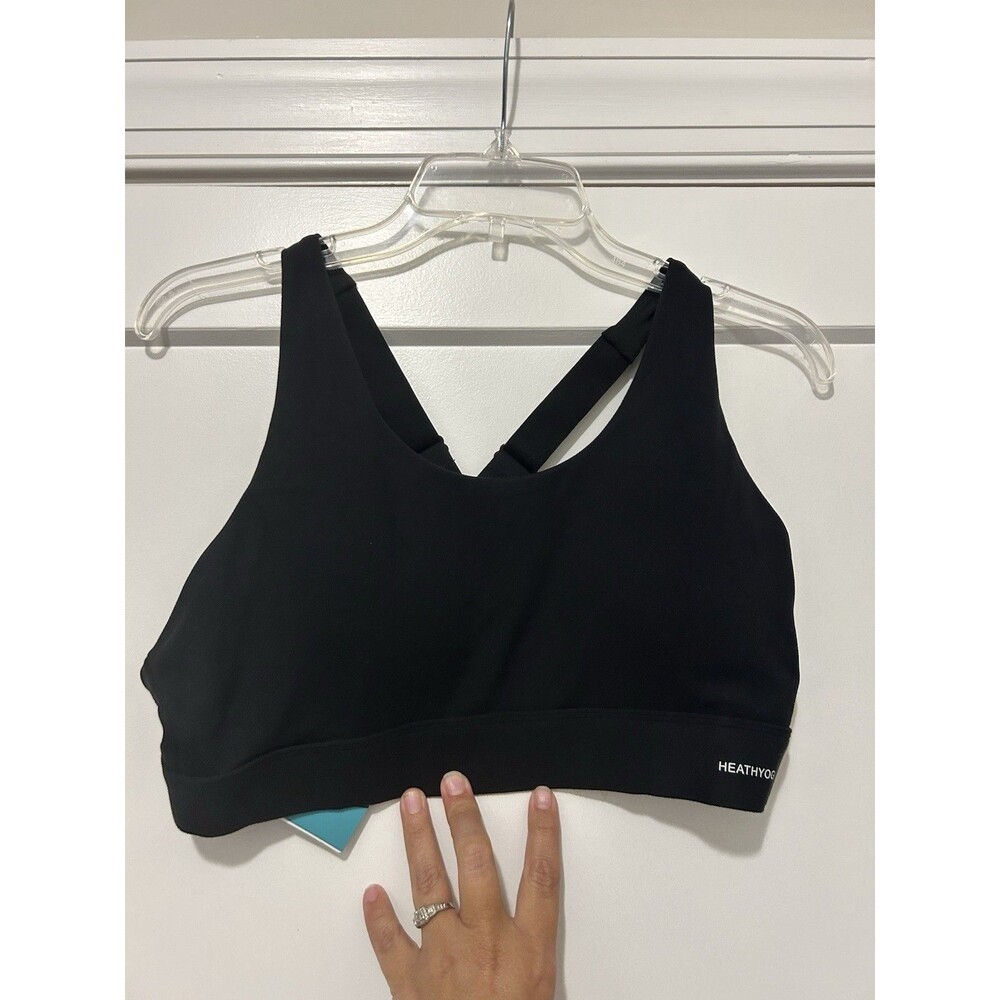 Healthyoga Women's Size XL Black Padded Adjustable Compression Sports Bra NWT